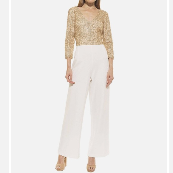 Alexia Admor Pants - Alexia Admor Amber Jumpsuit White and Gold New With Tags Size 10 Evening Formal